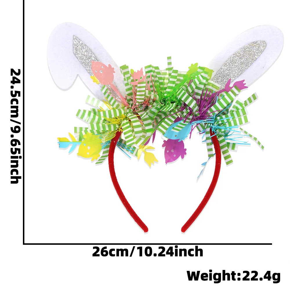 Kolorowa opaska z uszami królika w paski zając wielkanocny dekoracyjne akcesorium dla dorosłych i dzieci strój świąteczny