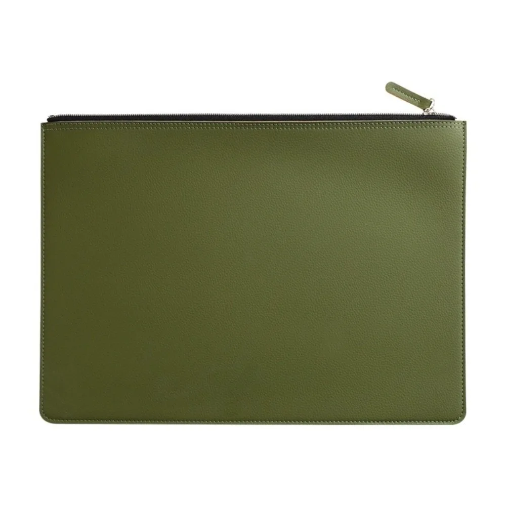 PU Leather A4 File Folder Zipper Bag Large Capacity Business Briefcase Waterproof High-grade Information Bag