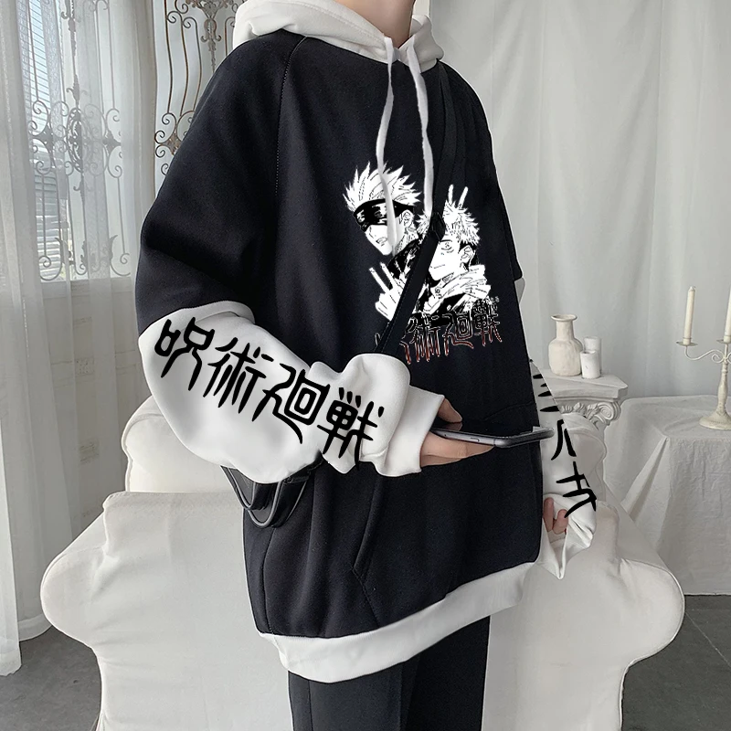 Harajuku Anime Jujutsu Kaisen Hoodies Funny Japan Manga Gojo Satoru\Itadori Yuji Print Winter Pullover Male Oversized Sweatshirt