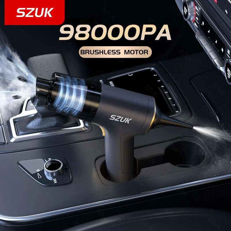 SZUK 98000PA Car Vacuum Cleaner Mini Powerful Cleaning Machine Strong Suction Handheld for Car Portable Home Appliance Wireless