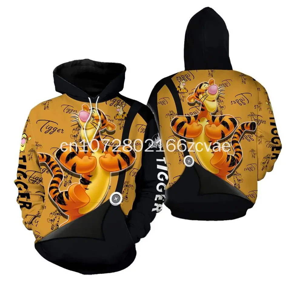 2024 New Disney Tigger 3d Hoodie Men Women Fashion Sweatshirt Y2k Hoodie Asual Harajuku Streetwear Tigger Zipper Hoodie