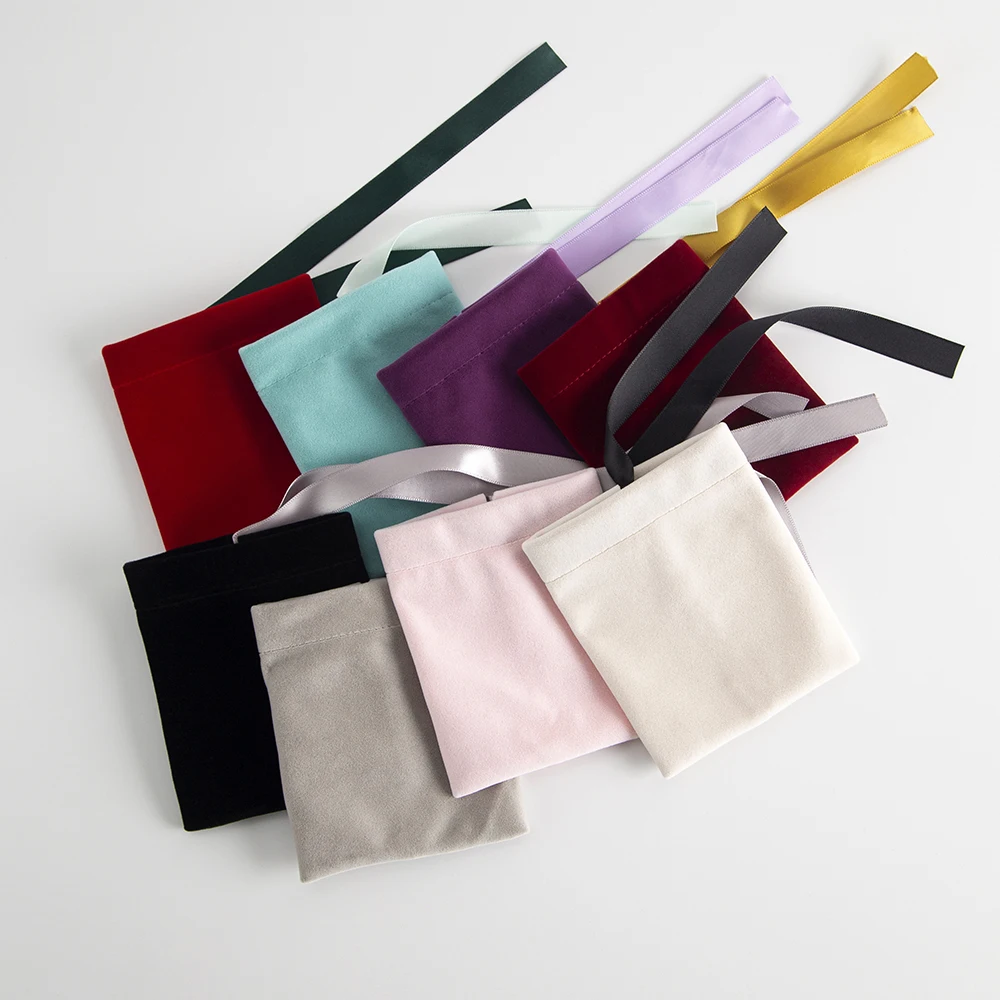 10Lot 7x9cm Black Ribbon Drawstring Dust Ring Earrings Jewelry Pouches Wedding Travel Party Gift Organizer Storage Small Bags