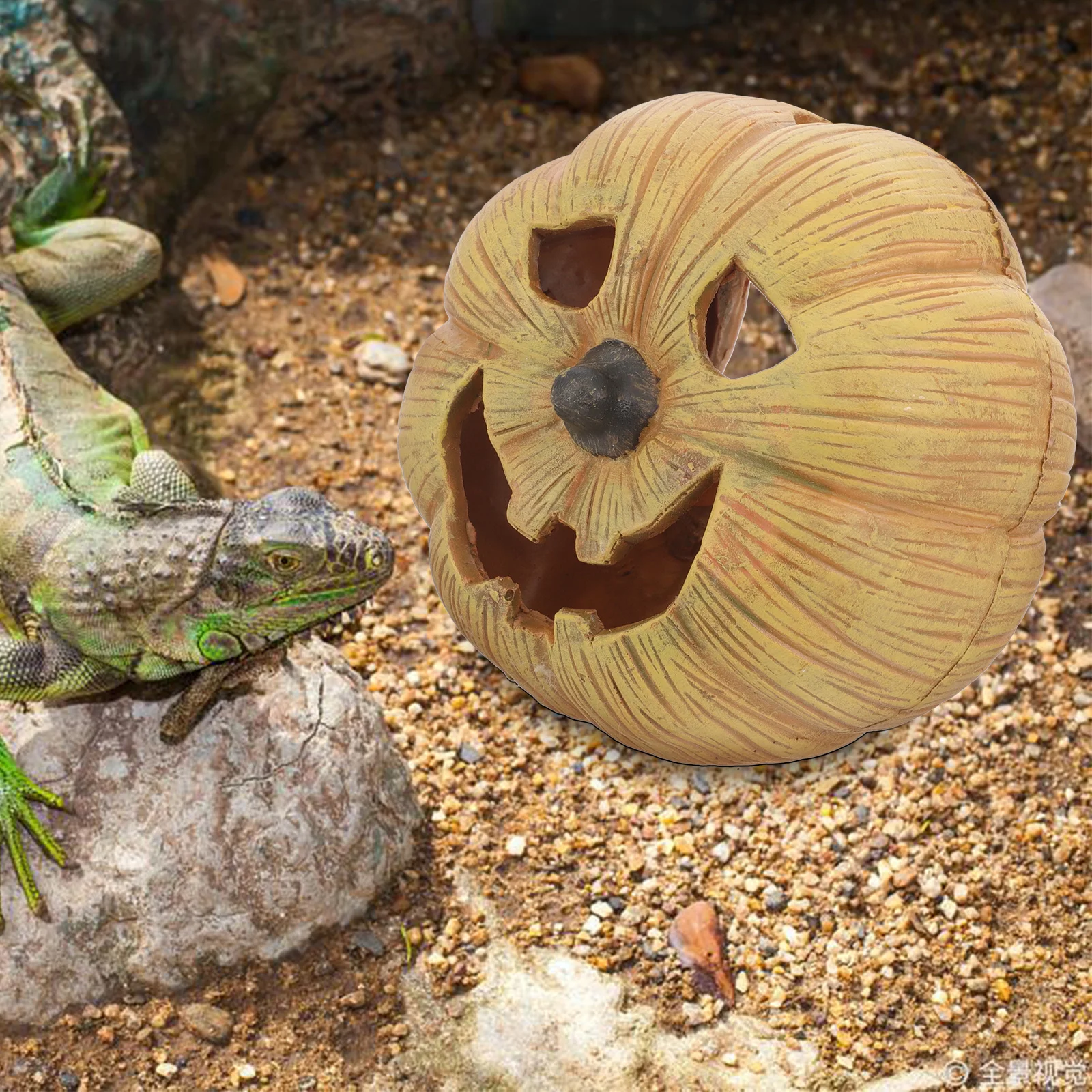 

Resin Reptile Hide Cave Pumpkin Shaped Creative Small Pets Sheltering Cave Detailed Smooth Surface Reptile Tank Decor