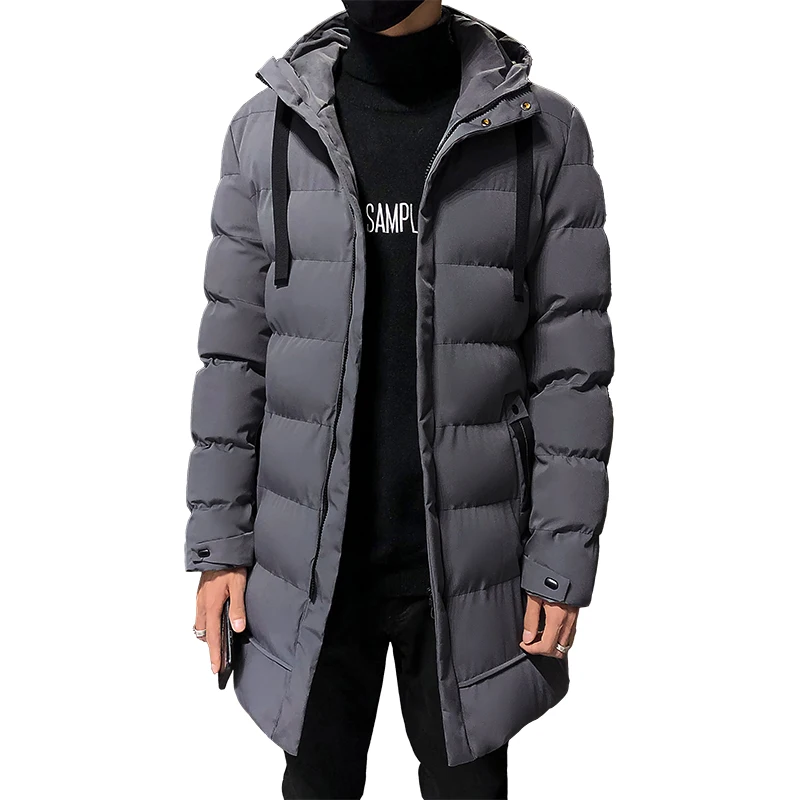 

New Plus Size 8XL Men's Winter Long Parkas Thicken Warm Windbreaker Jacket Men's Casual Cotton Padded Jacket Solid Color Coat
