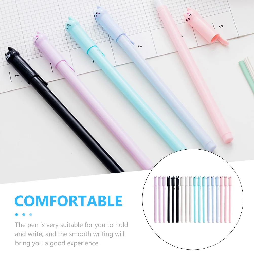 

18pcs Cute Cat Ballpoint Pens 0.5Mm Smooth Writing Waterproof Multi-Function Kawaii Office School Stationery Wear-Resistant