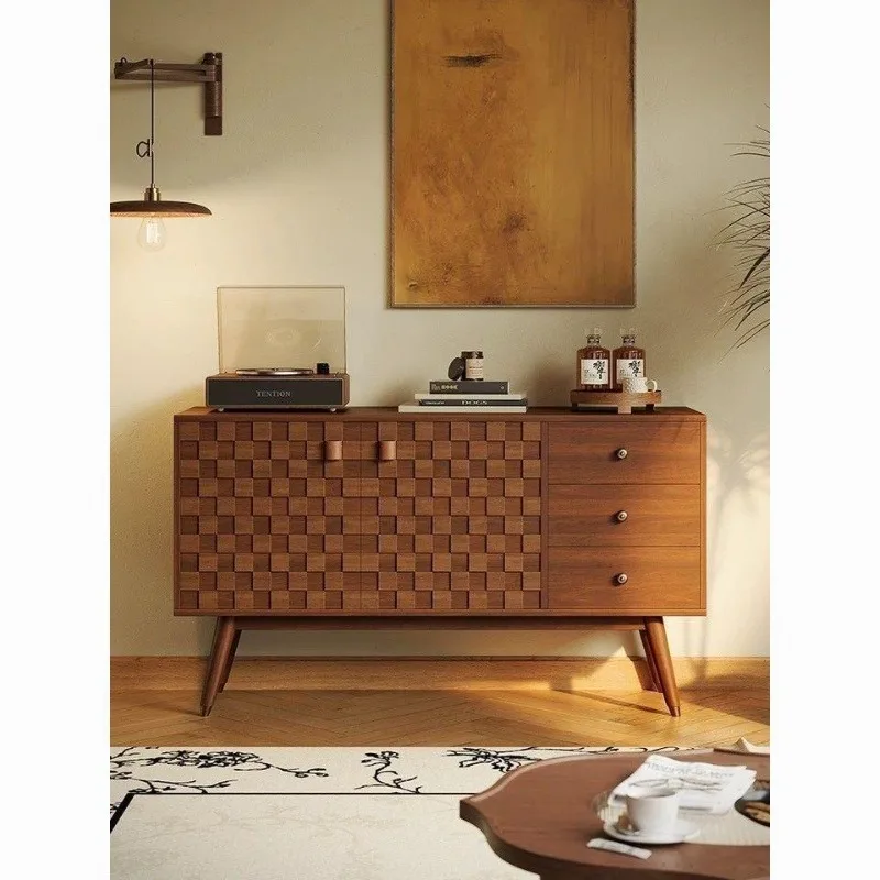 Light luxury retro medieval solid wood cabinets, Japanese kitchen side cabinets