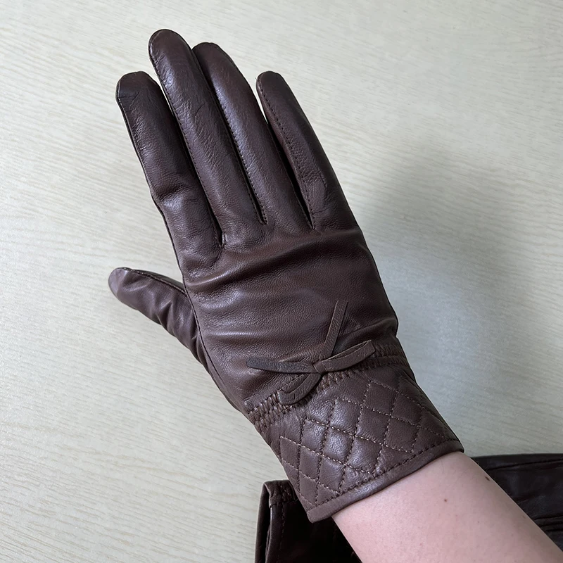 

Women's sheepskin gloves winter short thin driving female color really leather gloves new high-end 2022