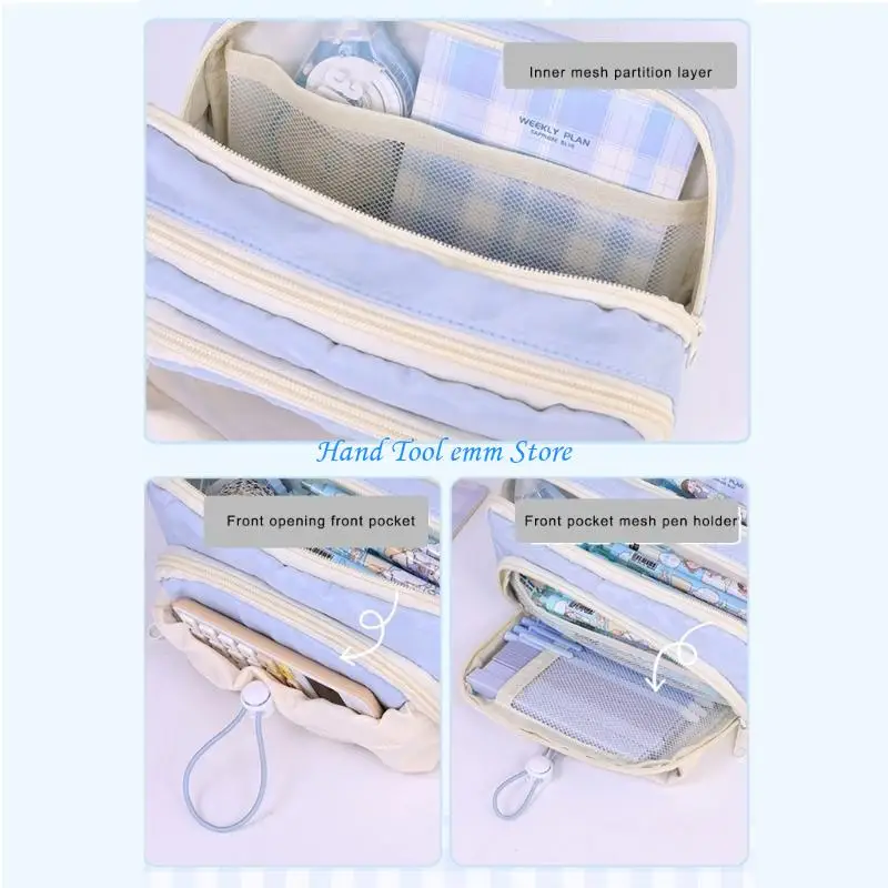 

H37F Pencil Pouches Classroom Organization Cosmetic Storage Drawstring Pen Bag