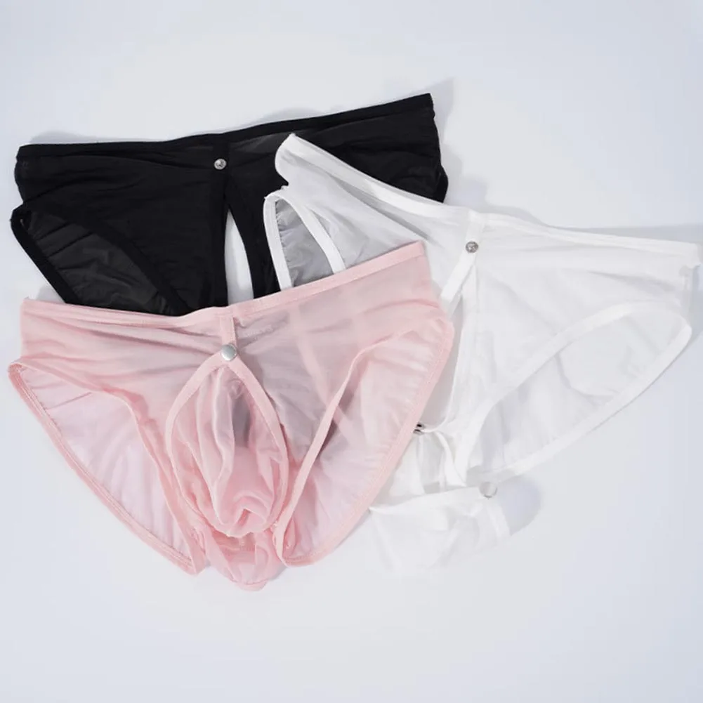 

Спортивные ультратонкие прозрачные мужские трусы-брифы с отстегивающимся U-образным карманом, сексуальные, дышащие, мягкие, с открытой задней частью