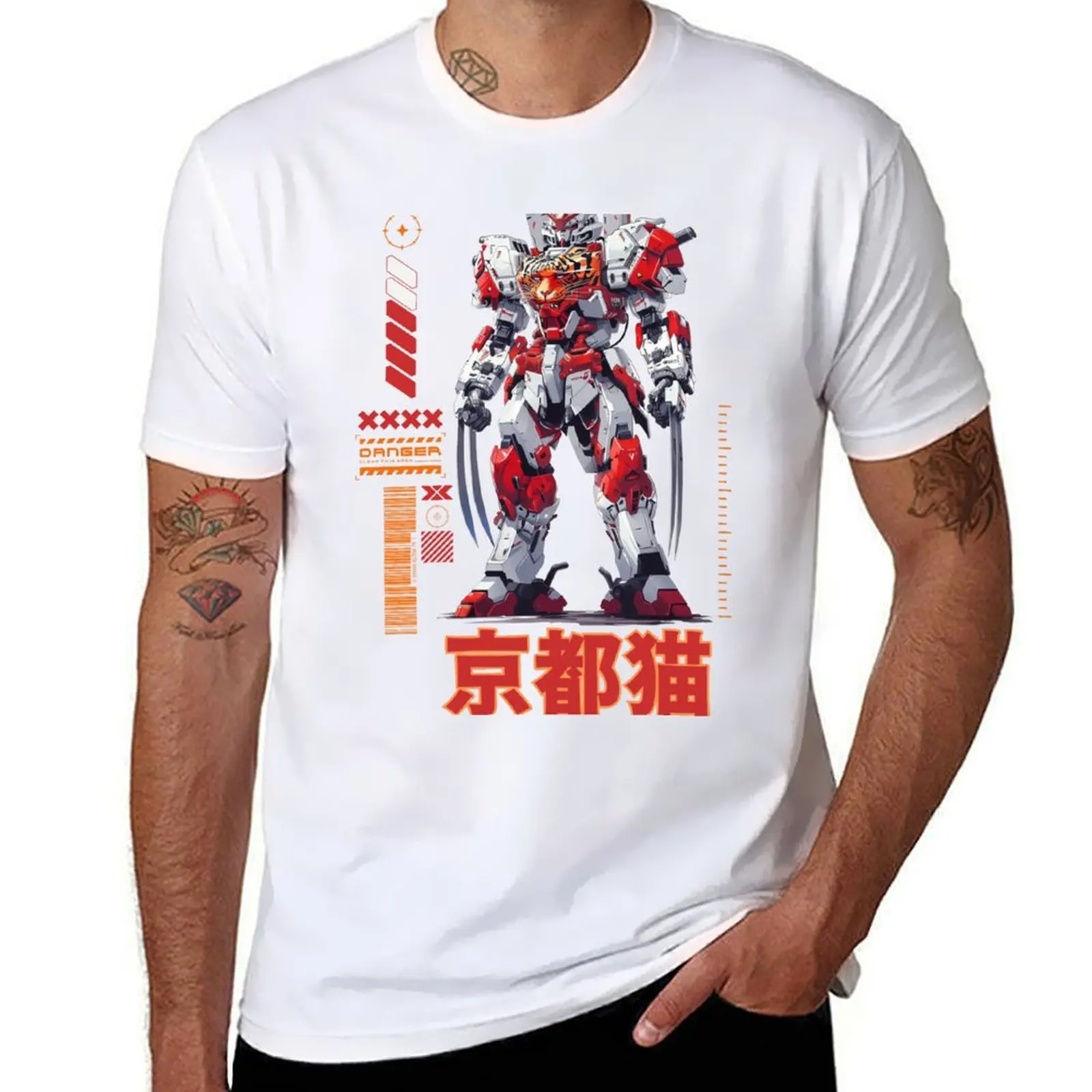 Kyoto Cat Mech T-Shirt croswit shirt man luxury t-shirt anime Short sleeve tee men