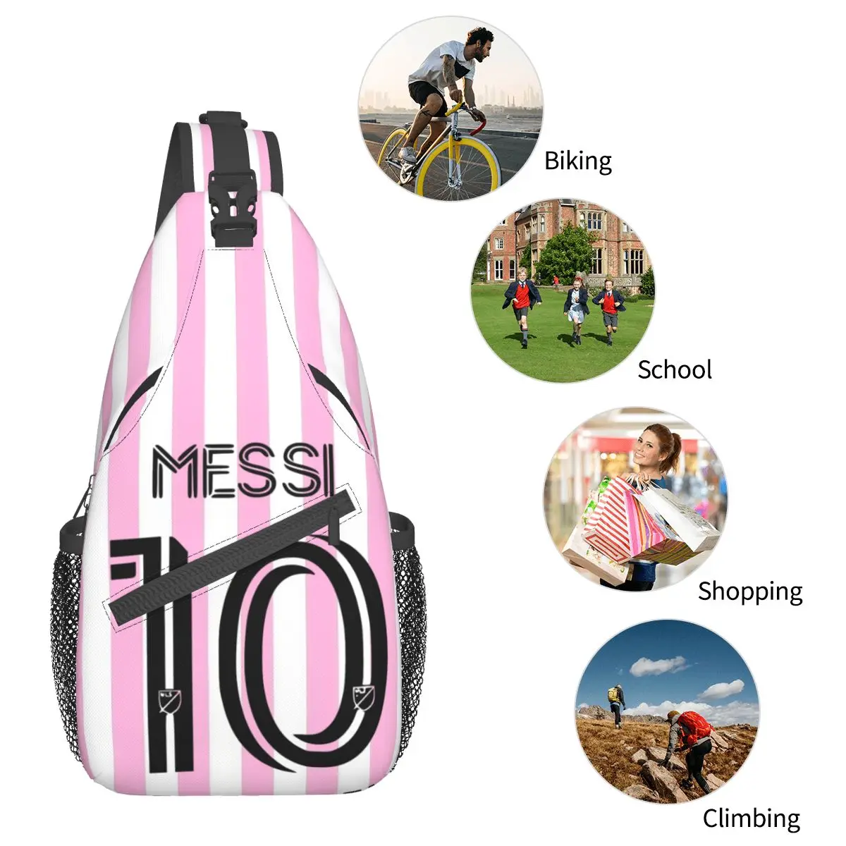 Messi Number 10 Small Sling Bag Chest Crossbody Shoulder Backpack Travel Hiking Daypacks Football Men Women Satchel