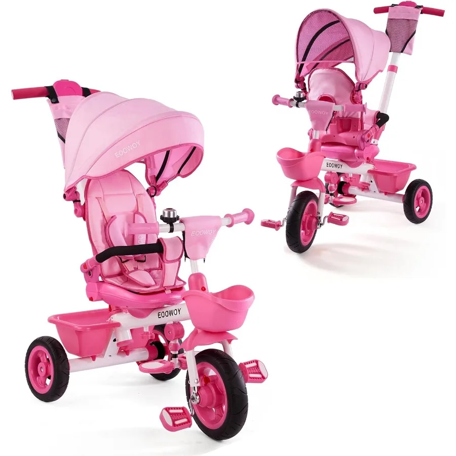 Rowerek trójkołowy dla malucha z uchwytem do pchania 7 w 1, wózek-rowerek z obrotem o 360 stopni °   Obrotowe siedzisko, oparcie z regulacją nachylenia, koła terenowe, podwójne hamulce