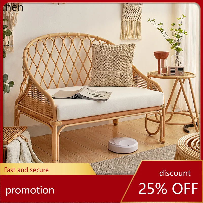 

Hxl natural rattan woven sofa set - living room single rattan bed