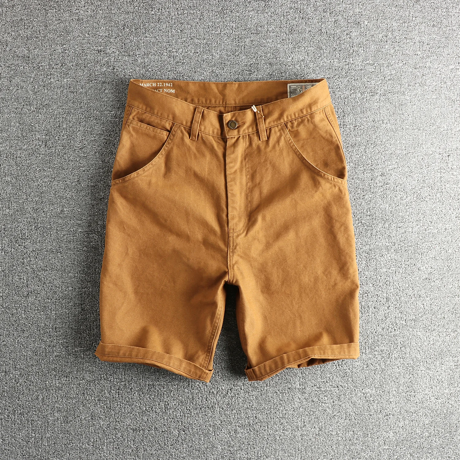 2025 Summer New American Retro 12OZ Canvas Cargo Shorts Men's Simple 100% Cotton Washed Old Straight Loose Casual 5-point Pants