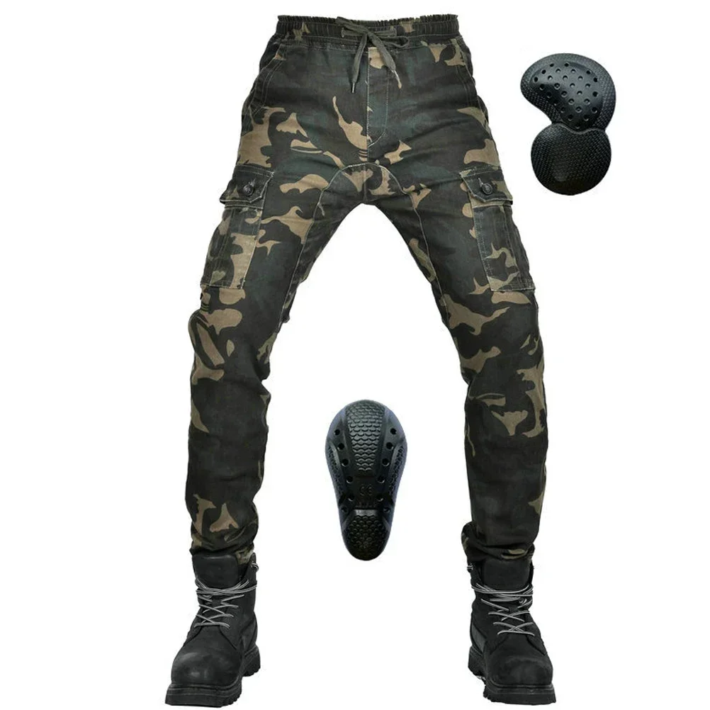 Men's Motorcycle Riding Protective Pants Cargo Locomotve Motocross Racing Pant Off Road Fall Prevention with CE Armor Camouflage