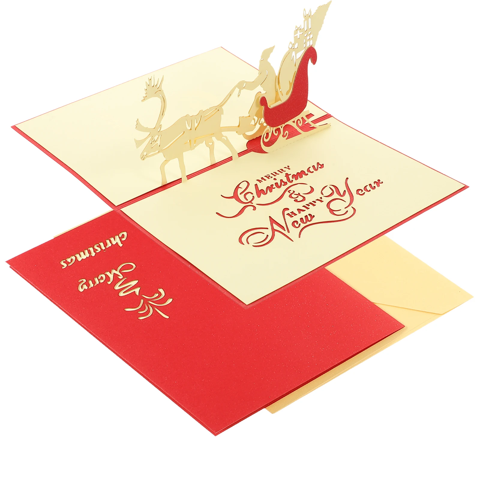 

2 Pcs Christmas Card Greeting Cute Holiday Cards Christmass Three-dimensional Paper Bulk