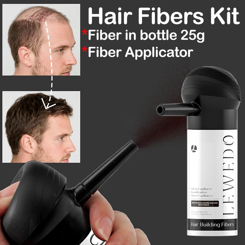 Hair Building Fibers Powder Kit with Applicator Keratin Hair Fibers Refill Bag Bald Extension Hair Thickener Powder Hair Growth