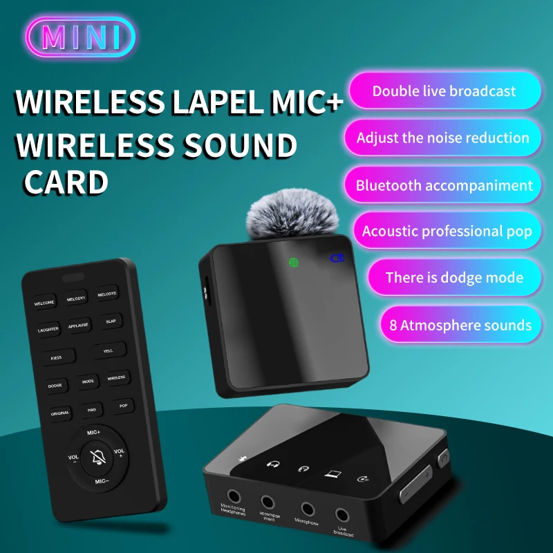 NULIER Wireless Lavalier Microphone Build-in Sound Card for Mobile Phone Noise Reduction Outdoor Interview Vlog Lecture