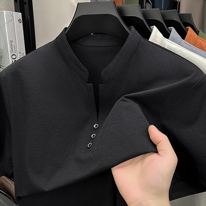Men's Henley Neck Short Sleeve T Shirt With Three Button Placket Soft Breathable Fabric Casual Daily Wear