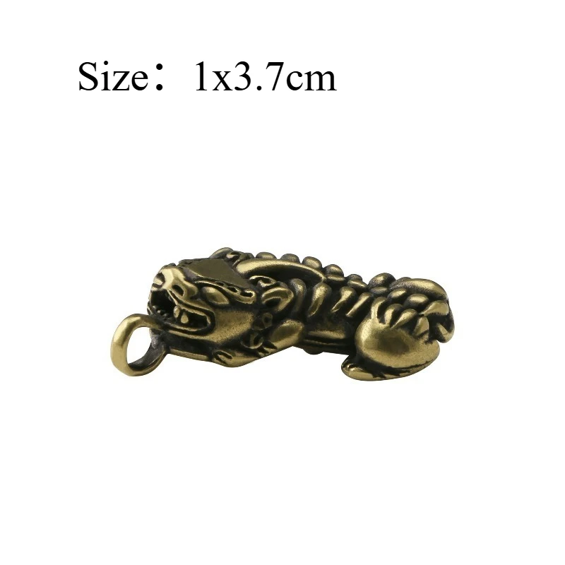 1 PC Car Key Hanging Chinese Style Brass Pixiu Kirin Ornaments Keychain Handmade Retro Pendant Home Decoration Accessory Craft