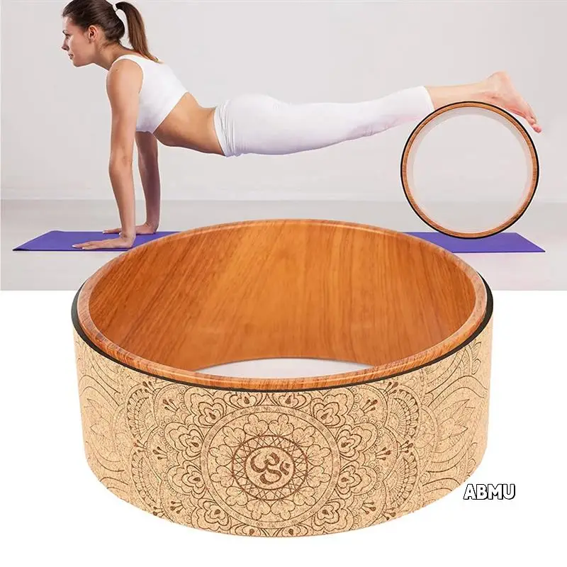 

2X Yoga Wheel Back Wheel Cork Yoga Wheel For Stretching Flexibility Back Bends Deepen Yoga Pose Backbend Wood