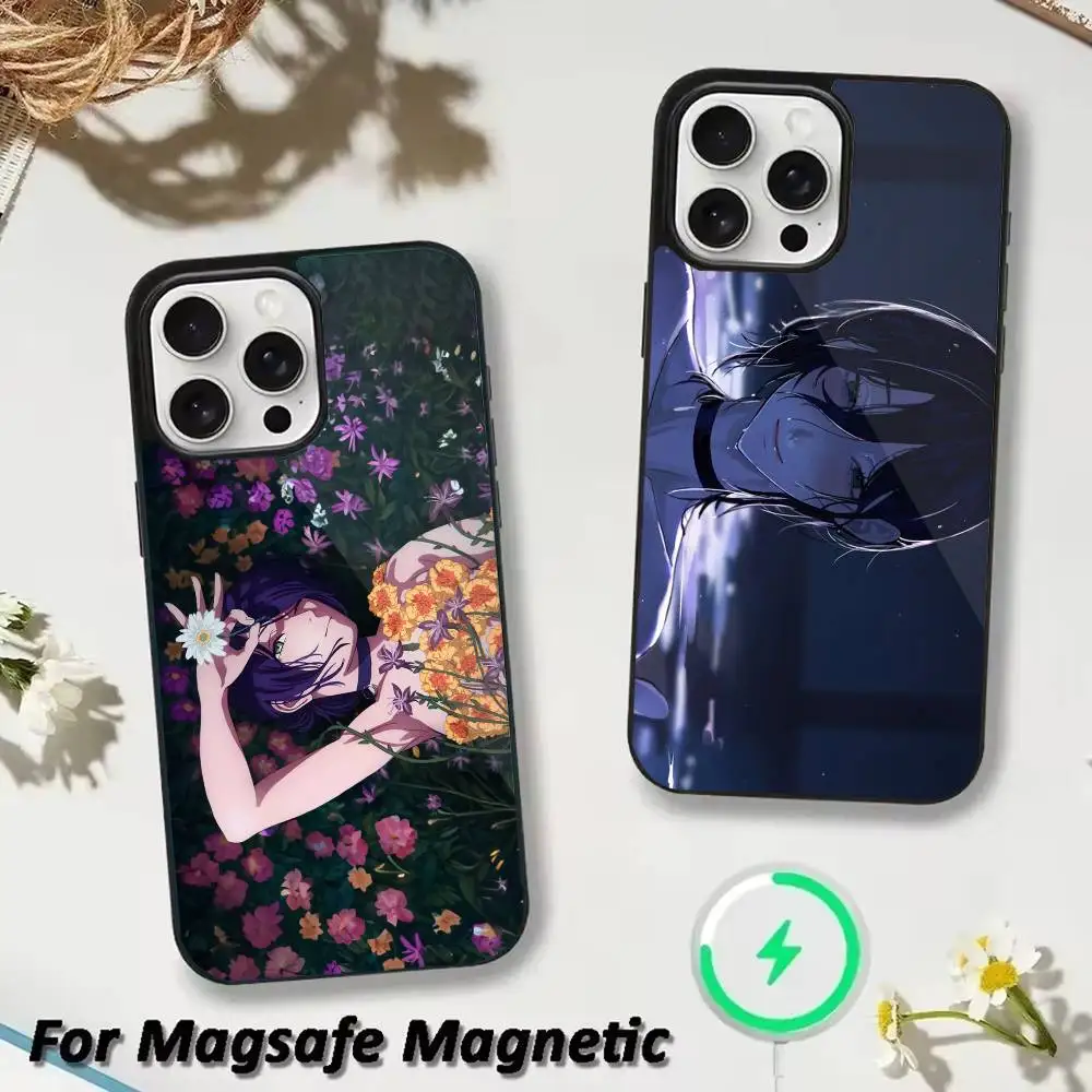 

C-Chainsaw Man R-Reze Arc Phone Case For iPhone 17 16 15 14 13 12 Pro Max Plus for Magsafe Mirror Wireless Magnetic Cover