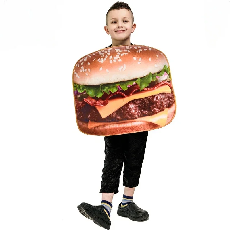 Children's Cosplay Delicious Hamburger Costume Children's Birthday Party Performance Costume Hamburger Jumpsuit