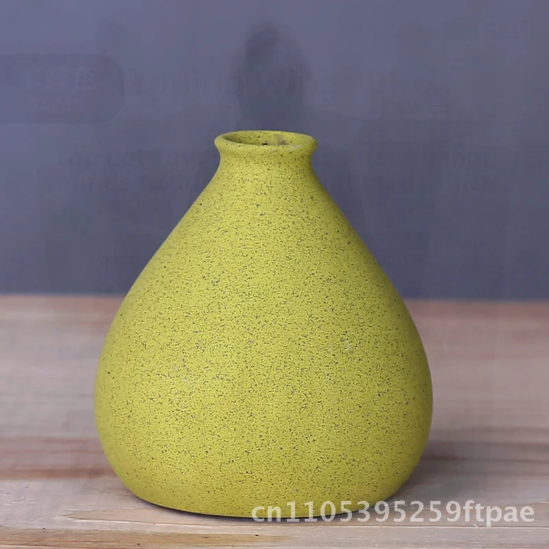 Colorful Ceramic Decorative Vase Creative Dry Wet Small Flower Pot for Home Living Room Gray White Rose Red Grass Green Blue