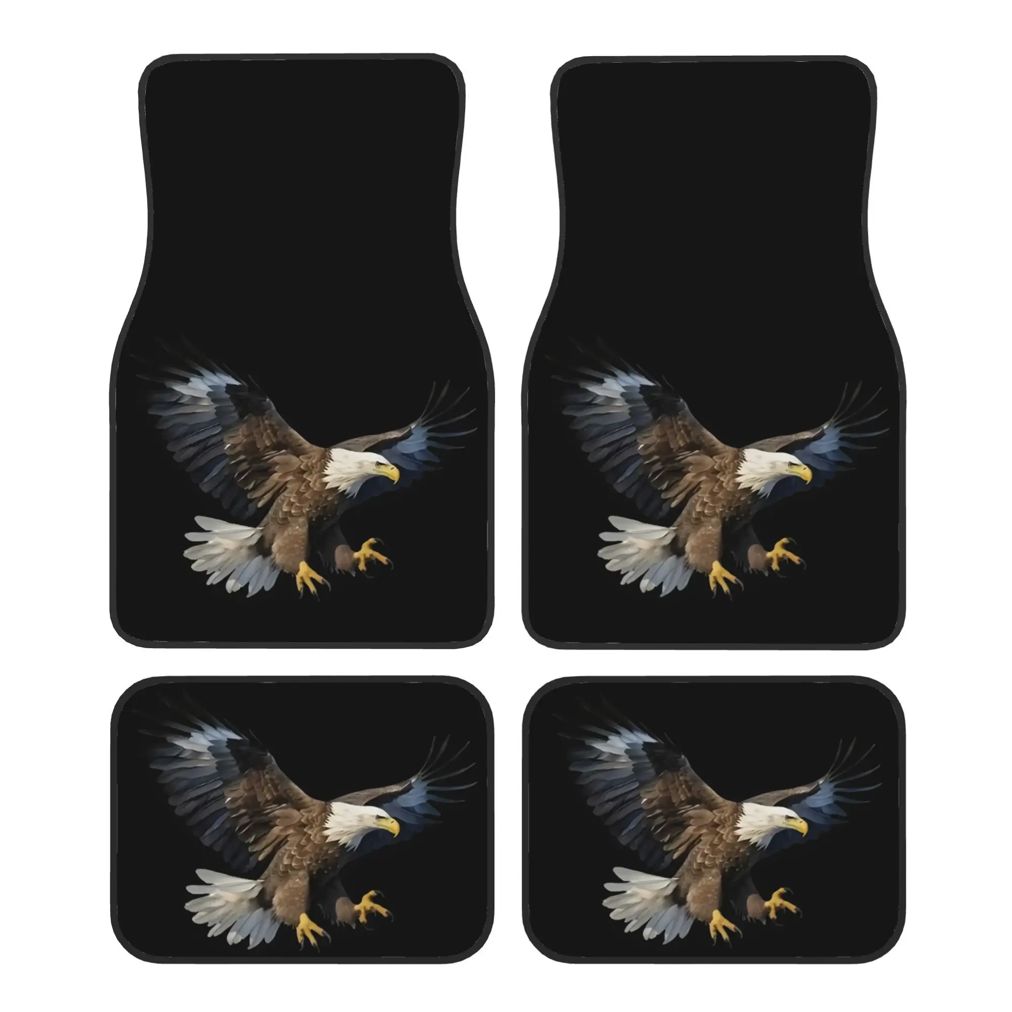 4pcs Bald Eagle In Flight Car Floor Mats Stylish Easy To Clean, Universal Fit For All Vehicle Models, Durable Long Lasting Prote