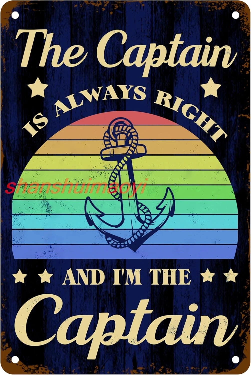 الكابتن على حق دائمًا وأنا الكابتن معدن القصدير تسجيل نكتة ساخرة للمنزل والمكتب رجل الكهف غرفة نوم في الهواء الطلق HAI #1