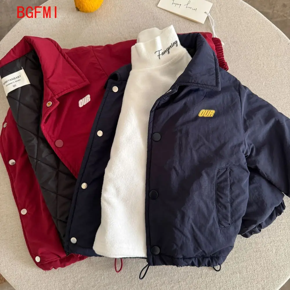 Children's Cotton Jacket Overall 2026 Winter Girl Boys Trendy Padded Outerwear Baby Double-Cotton Baseball Sweater Cozy Overcoat