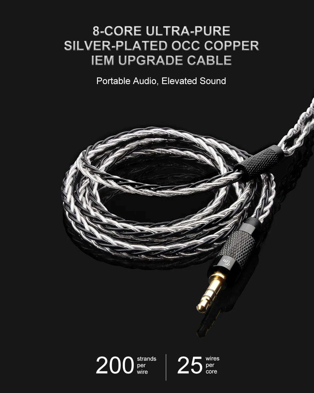 TRN TC 이어폰 케이블, TRN Conch ST7 VX PRO + 용 분리형 케이블, 8 코어 업그레이드