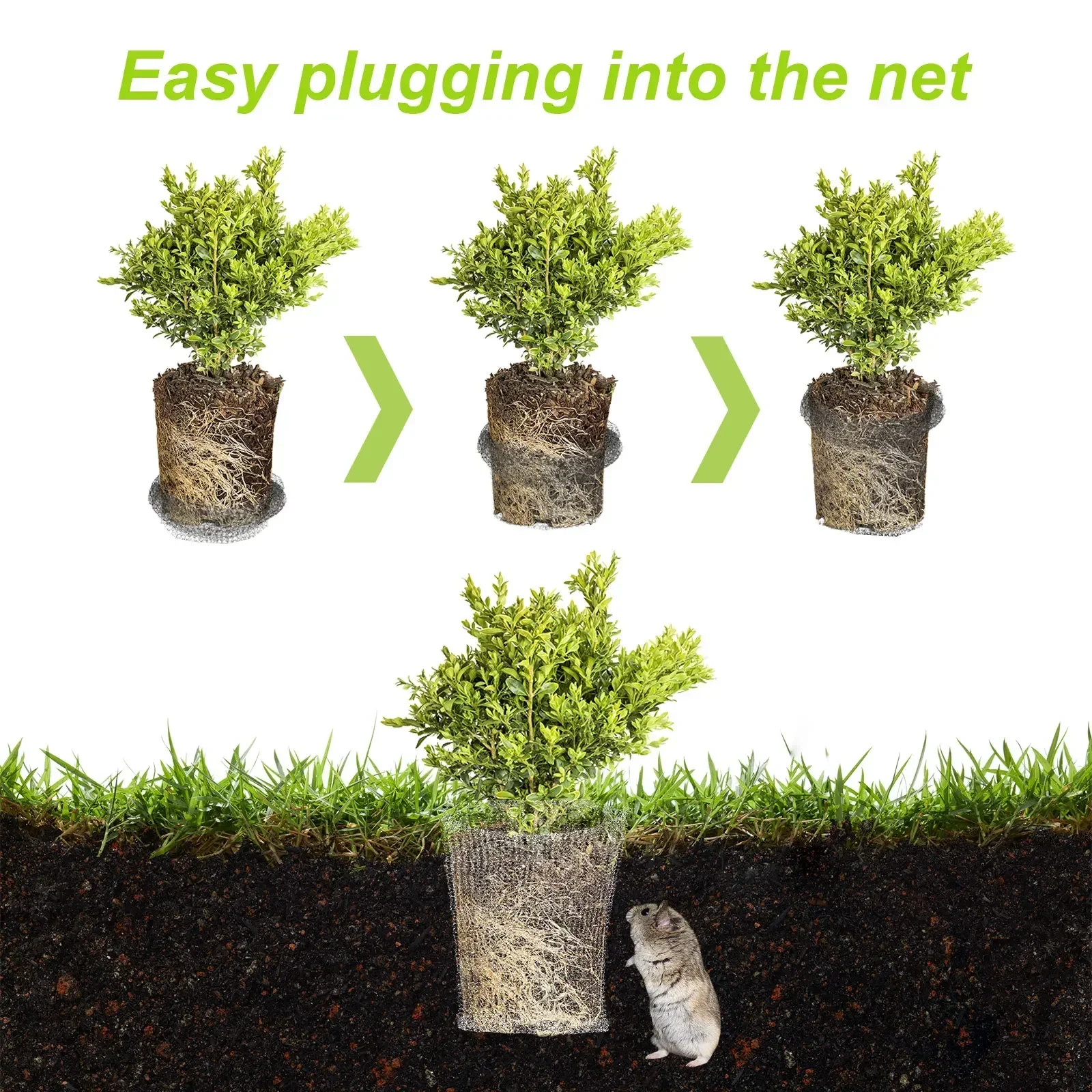 1Pc 304 Stainless Steel Mesh Root Protection Bag, Dense Anti-Vole Mesh, Durable for Trees, Shrubs & Bulbs in Gardens