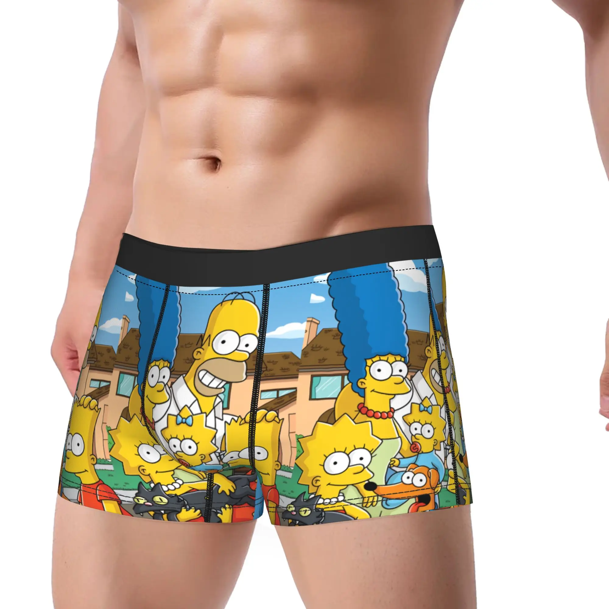 S-Simpsons Classic Family with Pets Portrait Underwear Men Underpants Comfortable Boxer Shorts High Quality Shorts Briefs