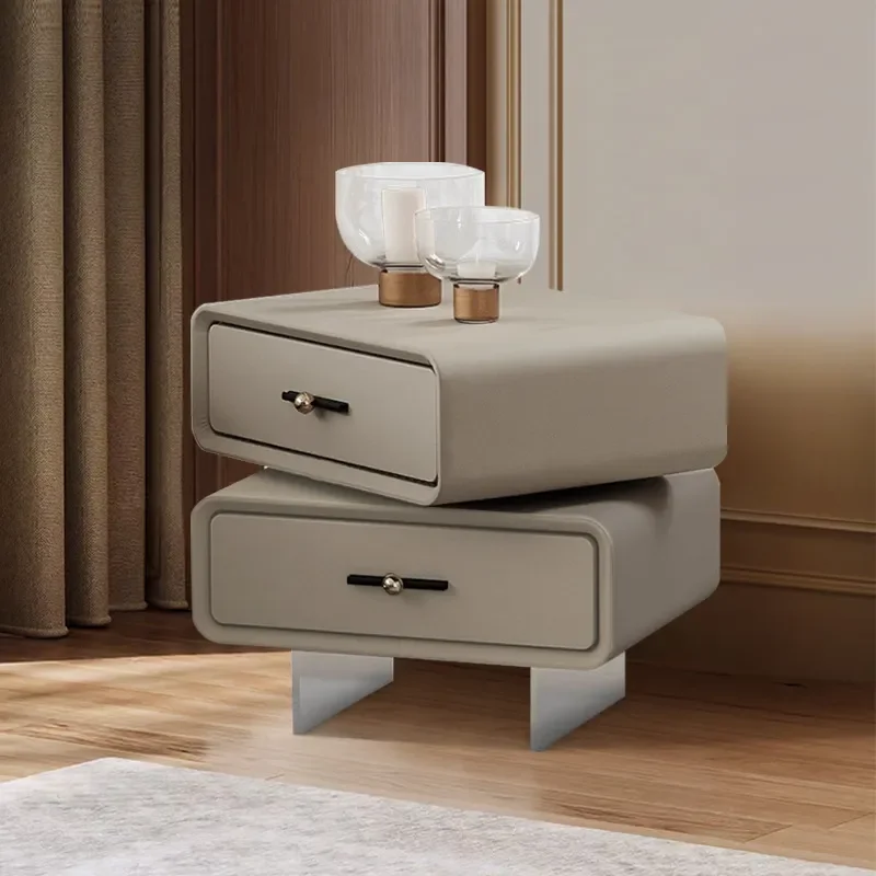 for Italian Minimalist Rotating Bedside Table Premium Storage Cabinet Modern Light Luxury Master Bedroom Nightstand