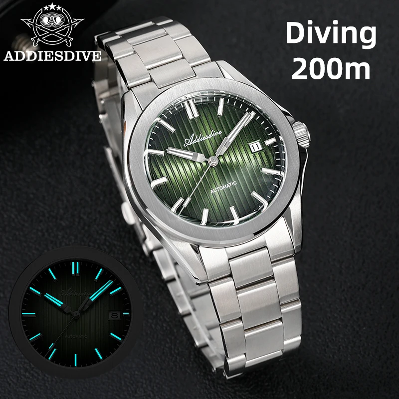 

ADDIESDIVE Men's Automatic Mechanical Watch Sapphire Glass Waterproof 200M Dive Watches Super Luminous Luxury Steel Wristwatch