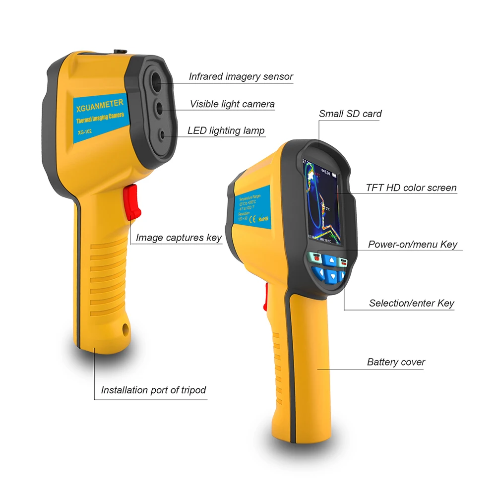 XG-102 handheld ir digital câmera detector de imagem térmica infravermelho temperatura handheld termômetro infravermelho câmera térmica