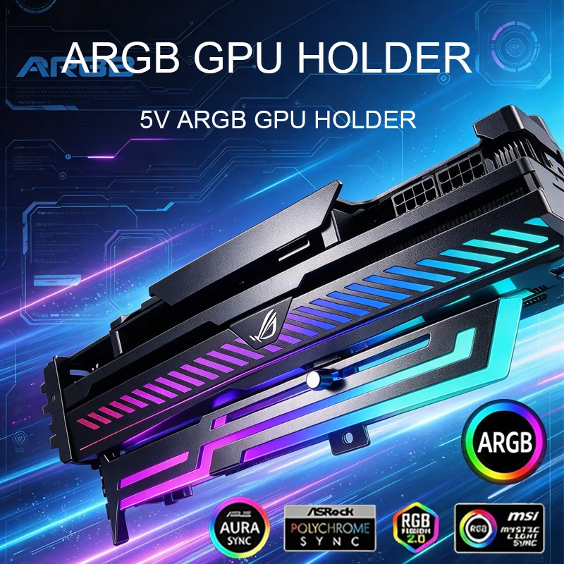 Horizontal Graphics Card Holder ARGB Shenguang Sync 40 Series 50 Series Graphics Card Fixed Support Bracket Horizontal Sea View Room