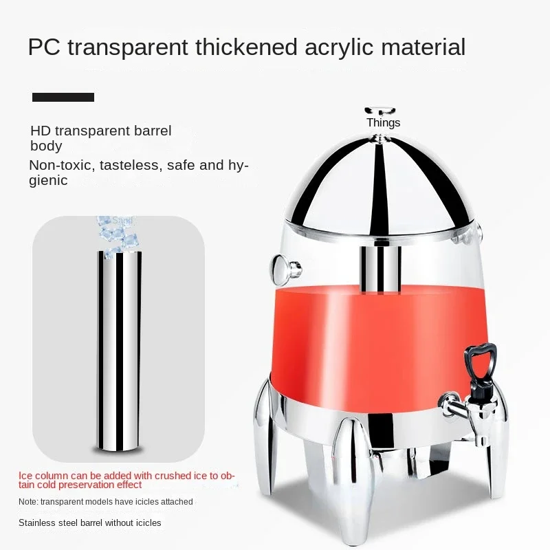 Buffet Insulation Milk Dispen Electric Heating Stainless Steel Drinking Machine Transparent Beverage Barrel Hotel Juice Cooking