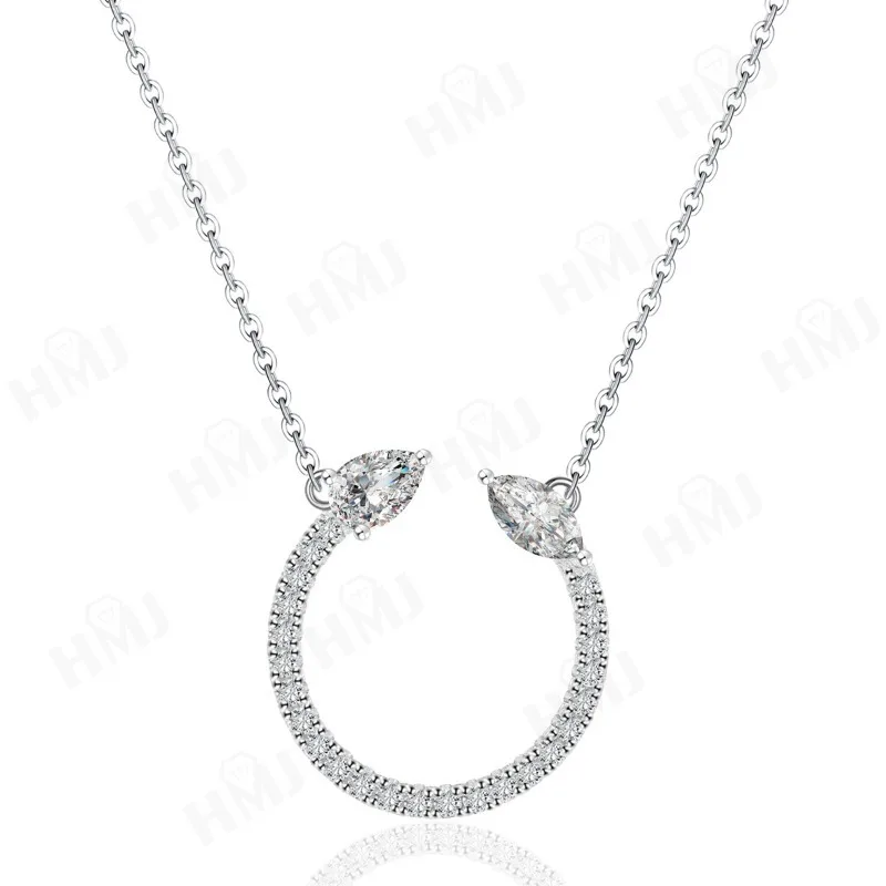 Moissanit-Anhänger-Halskette, Wassertropfen-Form, Marquise-Schliff, 925er Sterlingsilber, 18K vergoldet, personalisierbarer Stil, einzigartiges Geschenk für Frauen – Detail 3