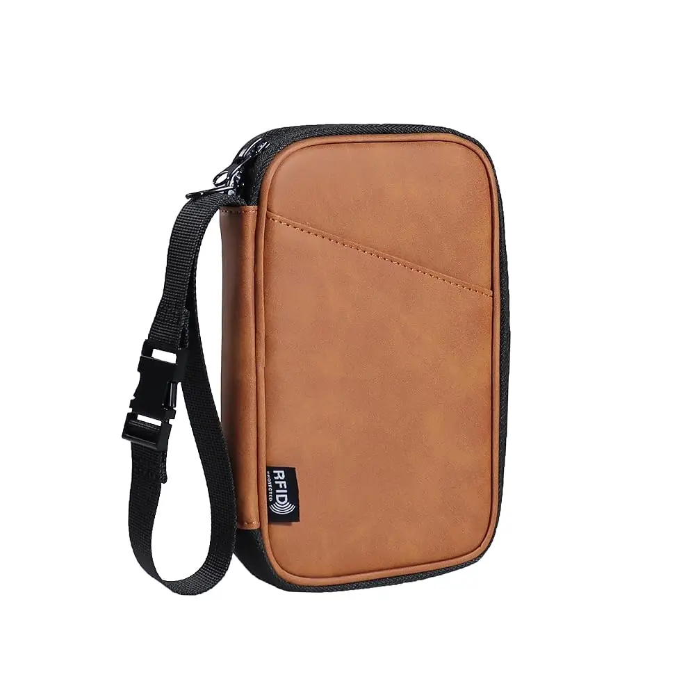 

Коричневый держатель для паспорта, обложка для паспорта, чехол для паспорта, кошелек для паспорта, дорожный чехол для паспорта, защита от RFID для женщин