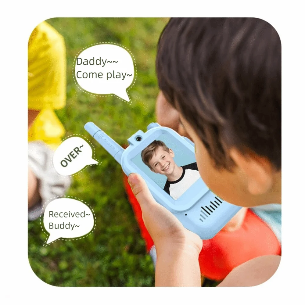 Tela HD Vídeo Porteiro Infantil de Longo Alcance Design de Desenho Animado Vídeo Walkie Talkie com Cordões Anti-perda Rádio Bidirecional