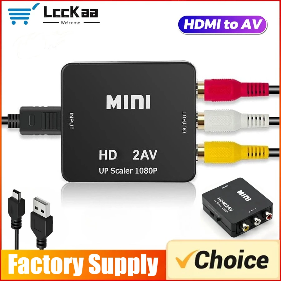 HDMI-compatible To AV RCA Adapter Converter HD 1080P RCA AV CVSB LR Video Composite AV Scaler Converter For HDTV Projector PC