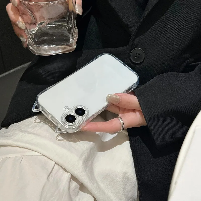 かわいい漫画猫耳シリコンケース iPhone 15 16 Pro Max 14 12 11 13 7 8 X XR XS MAX 耐衝撃透明カバー 女の子 女性向け