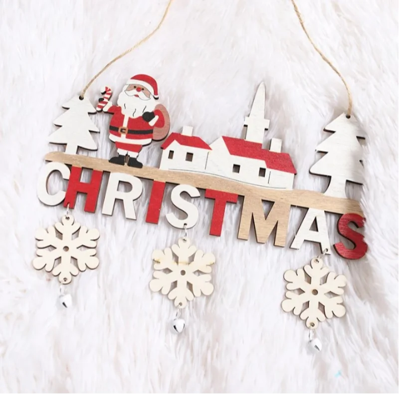 Wooden Christmas Hanging Pendants Christmas Tree Ornaments Gnome Santa Claus Merry Christmas Party Decoration For Home