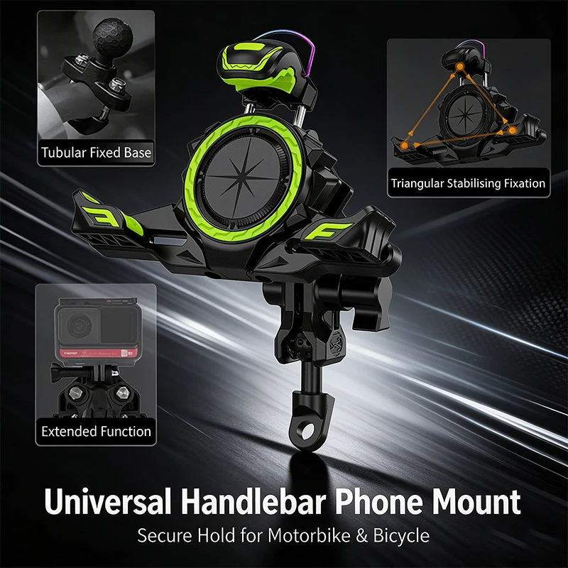 Motorcycle Phone Mount Anti-Shake Triangular Stabilizing Universal Handlebar Bracket For Motorbike Bicycle Moto Accessories
