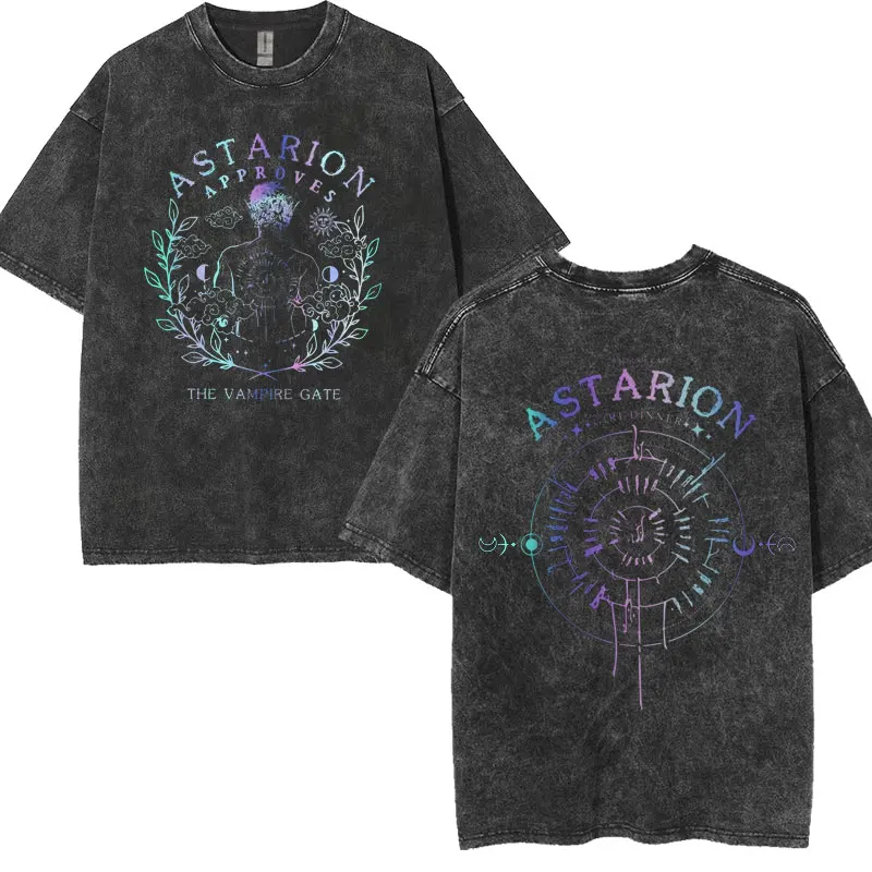 Limited Astarion Baldurs Gate 3 Girl Dinner Washed T-shirt Men Women Vintage Short Sleeve T Shirt Trend Cool Gothic T Shirts Y2k