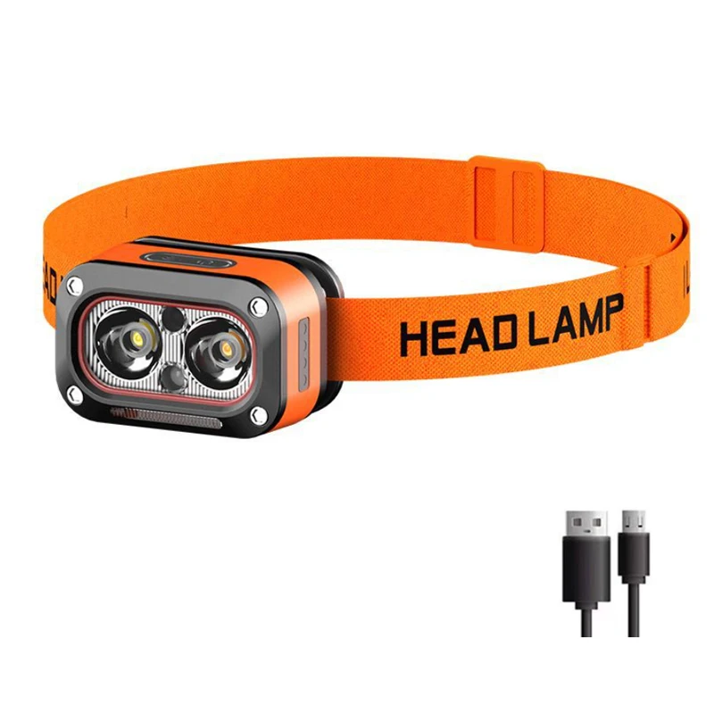 Strong Dual Light Source Led Headlights,Outdoor Night Activities Multifunctional Wave Sensing Usb Rechargeable Headlights,L227