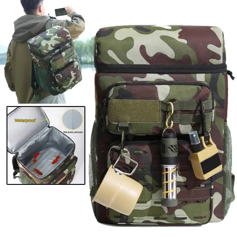 Tackle Fishing Backpack Molle Lure Box Outdoor Hiking Climbing Camping Rucksack EDC Travel Pouch Bag Waterproof Gear Storage Bag