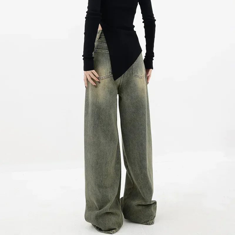 

Korean Retro Harajuku Loose Jeans For Women Japanese Fashion Y2k Streetwear Women's Denim Wide Leg Pants